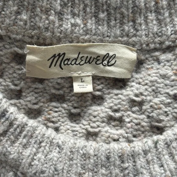 Madewell Cable Knit Fisherman's Sweater, Wool/Alpaca Blend in Barley, Men’s L - Picture 9 of 10